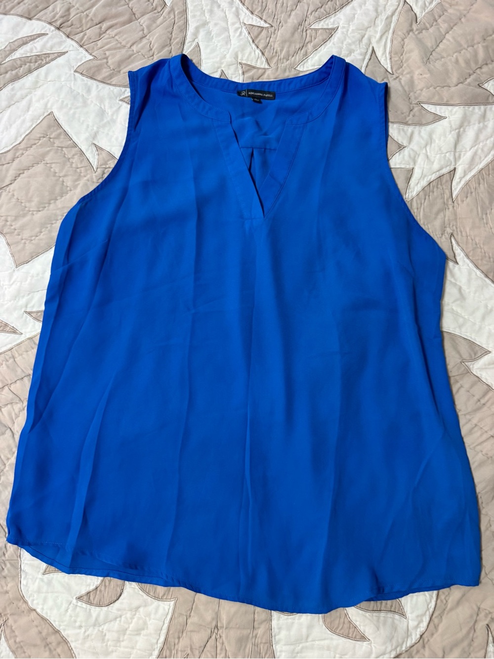 Adrianna Papell Royal Blue Sleeveless V-Neck Blouse